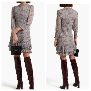 Veronica Beard Farha Smocked Mini Dress in Ecru Multi Floral Size 4 NWT